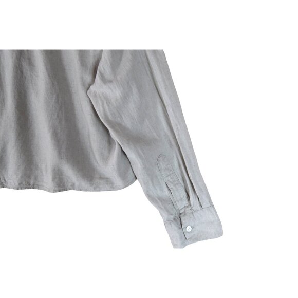 Calligraphie M Neutral Linen Button-Down Crop Top Boxy - Picture 6 of 10